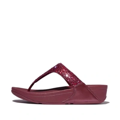 Image of Fitflop Women&#039;s LULU Crystal Mix Toe Post Sandals, Rhubarb, 4 UK