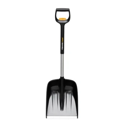 Image of Fiskars Auto Snow Shovel, X series, Telescopic, Length: 79.5 98.7 cm, Aluminium/Steel/Plastic, Black/Silver, 1057187