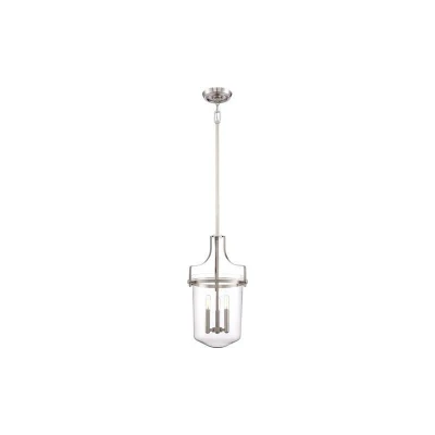 Image of Penn Station 3 Light Ceiling Pendant Brushed Nickel, E14