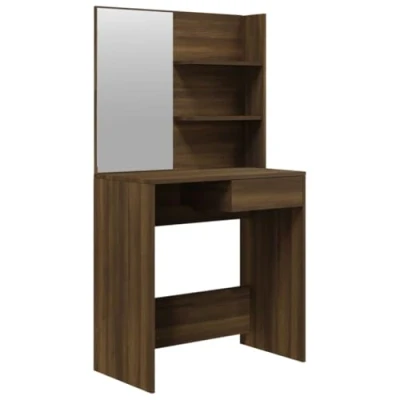 Image of vidaXL Dressing Table with Mirror Brown Oak Makeup Vanity Desk Cosmetic