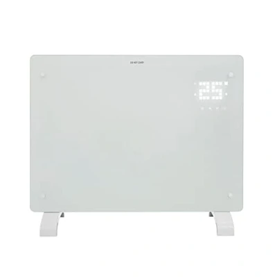 Image of Devola Wifi Enabled Smart Electric Glass Panel Heater 1500W Alexa Heating Control, Open Window Detection, Wall Mounted &amp; Free Standing Low Energy Heaters with Timer Lot 20, DVPW1500WH (White)