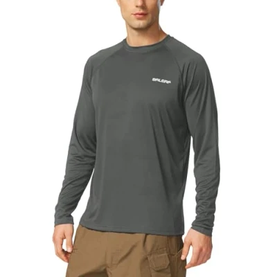 Image of BALEAF Men&#039;s UPF 50+ UV Sun Protection Long Sleeve T Shirts Outdoor Hiking Walking Rash Guard Quick Dry Lightweight gray XXL