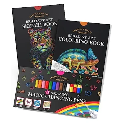 Image of Marvin&#039;s Magic Amazing Art Bundle Including Brilliant Sketch Book, Coloring and 25 Pens A Complete Set for Creative &amp; Perfect Kids Little Artists