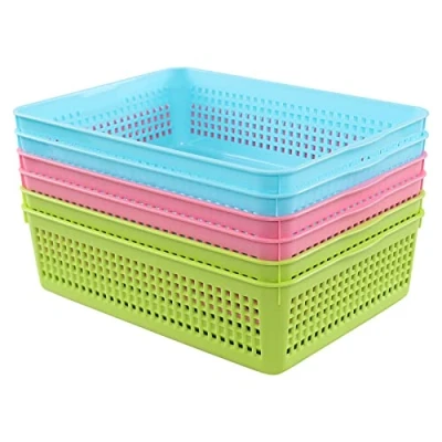 Image of Annkky A4 Desktop Plastic Storage Basket Tray, Shallow Trays Set of 6