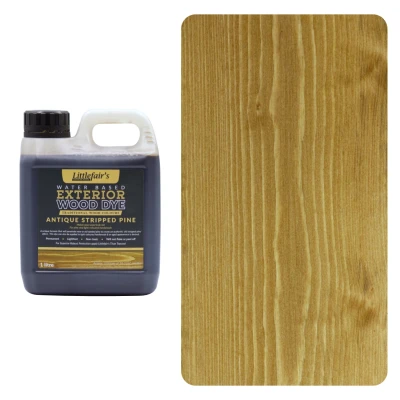 Image of Littlefair&#039;s Wood Stain Water Based 1ltr Outdoor Furniture Dye Light &amp; Dark Finishes Non Toxic Eco Friendly Formula Exterior for Crafts Colour: Antique Stripped Pine
