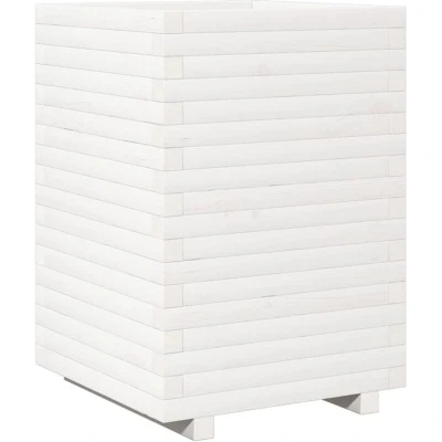 Image of vidaXL Garden Planter White 50x50x72 cm Solid Wood Pine