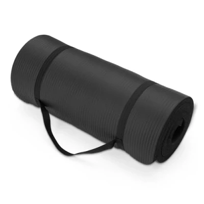 Image of Amazon Basics Workout Exercise Yoga Mat with Carrying Strap, 2.5 cm Extra Thick, Black