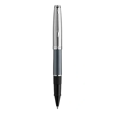Image of Waterman Emblème Deluxe Rollerball Pen, Grey with Chrome Trim, Fine Point Black Refill, Gift Box