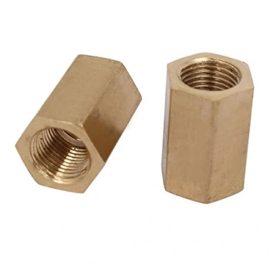 Image of Sourcingmap 1/8BSP Female Thread Straight Hex Fitting Rod Coupling Nut Brass Tone 2pcs
