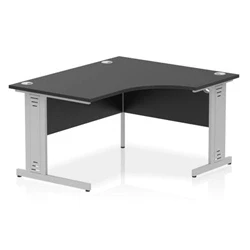 Image of Impulse 1400 RH Crescent Desk Black Top Silver Cable Managed Leg