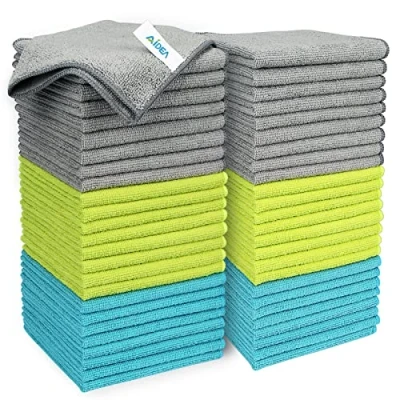 Image of AIDEA Microfibre Cleaning Cloths Pack of 50, Multifunctional Reusable Towels, Lint Free Streak Washable Cloth Duster for House, Kitchen, Car, Motorbike, Windows 30 x cm