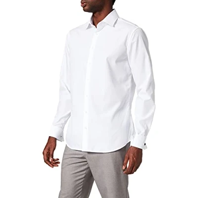 Image of Seidensticker men&#039;s business shirt shaped fit non iron Kent collar long sleeves turn up cuffs 100% cotton