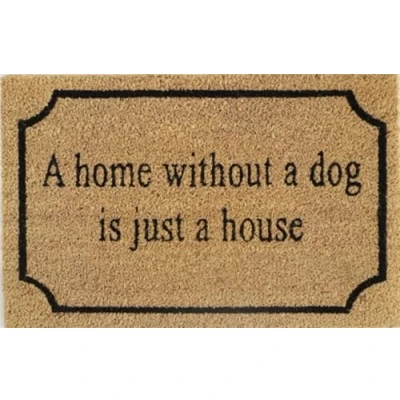Image of Natural Coir 60cm x 40cm heavy duty doormats with rubber base funny message (home without a dog)