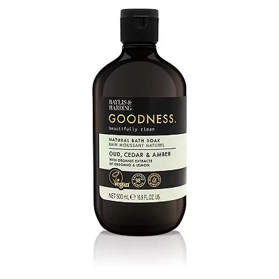 Image of Baylis &amp; Harding Goodness Oud, Cedar Amber Bath Soak, 500 ml (Pack of 3) Vegan Friendly