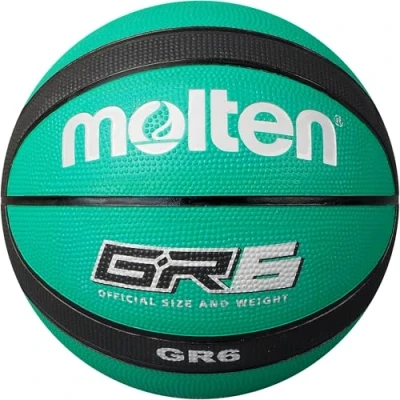 Image of Molten GR Basketball, Indoor/Outdoor, Premium Rubber, Size 6, Impact Colour Green/Black, Suitable For Boys age 12, 13, 14 and Girls &amp; Adult (BGR6 GK)