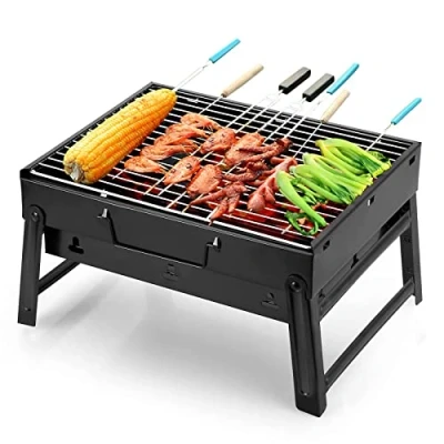 Image of Uten Charcoal Barbecues, Barbecue Grill, BBQ Portable Folding Stainless Steel for Outdoor Cooking Camping Hiking Picnics
