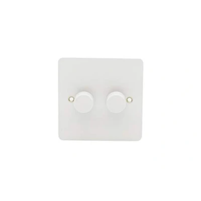 Image of Schneider Electric Ultimate Flat Plate Double 2 Way LED Dimmer Light Switch, 100W/VA, GU6222LMPW, Painted White