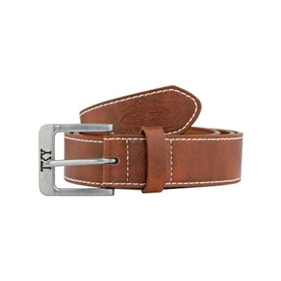 Image of Tokyo Laundry Men&#039;s Jonason Faux Leather Chunky Buckle Belt Brown L/XL