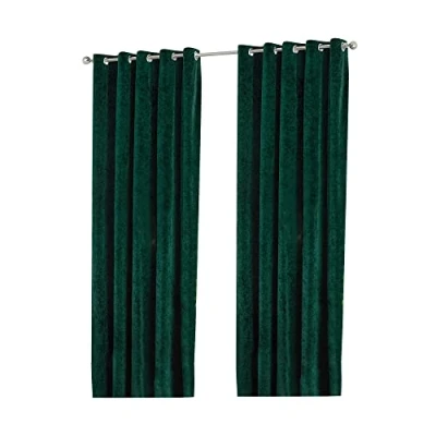Image of Paoletti Verona Ringtop Eyelet Curtains, Emerald, 229 x 137 cm
