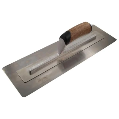Image of Faithfull FAIPTFLEX16C Flex Finishing Trowel, High Grade Stainless Steel Plastering Hand Tool with Ergonomic Cork Handle 400mm (16)