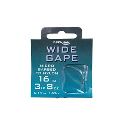 Image of Drennan Wide Gape Hooks to Nylon Size 18 3lb