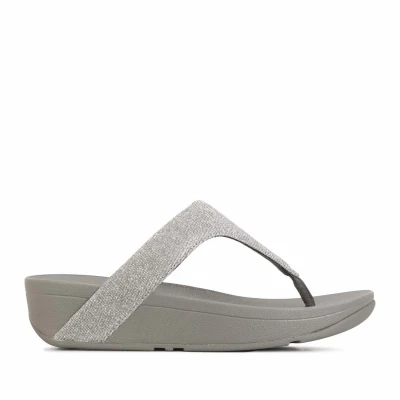 Image of Fitflop Womenss Fit Flop Lottie Glitzy Toe Thong Sandals in Gunmetal Silver Textile Size UK 4