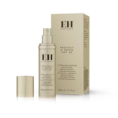 Image of Emma Hardie 50ml Protect &amp; Prime SPF30 Protection Sunscreen Moisturiser with Hyaluronic Acid, Defences Against UVA UVB Damage and Premature Ageing, Excellent as Make Up Primer, Vegan Cruelty Free
