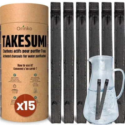 Image of Orinko Organic Binchotan x15 Takesumi Activated Charcoal from Bamboo for Water Purification + E Book Leave Behind Bottled with our