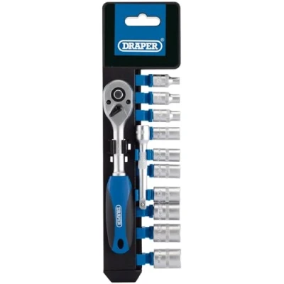 Image of Draper Metric Socket and Ratchet Set, 1/4&quot; Sq. Dr. (12 Piece)