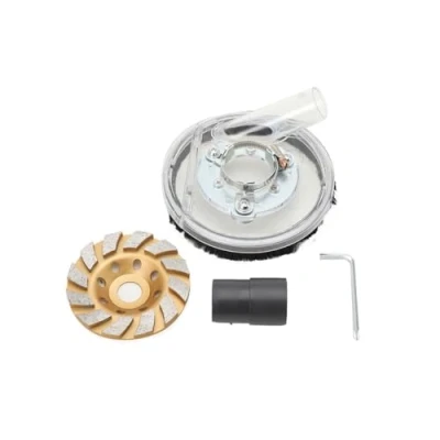 Image of Cozyel Universal Surface Grinding Dust Shroud for Angle Grinders 100/125mm + Diamond Cup Wheel 100mm, Granite Marble Fiberglass Stone Rock Grinder Collector