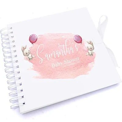 Image of Personalised Baby Shower Heart Design Scrapbook Photo Album