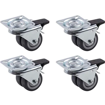 Image of Metafranc Double Ø 50 mm 4 pieces 60 x Plate TPR Wheels Ball bearings 70 kg Load Capacity Ideal Objects/Beach Chair Heavy Duty Furniture castors / 804660, Gray