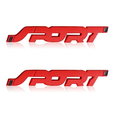 Image of 2Pack 3D Metal Car Sport Sticker, Logo Emblem Badge Decals, Side Fender Rear Trunk Sticker (Red)