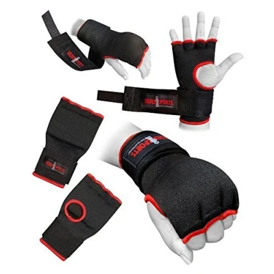 Image of Pro training Boxing gel inner gloves hand Wrap black Padded bandages mitts glove MMA Quick wraps fist protector (small/kids 9 12yrs)