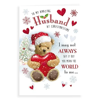 Image of Piccadilly Greetings Cute Christmas Card Husband 9 x 6 inches Regal Publishing