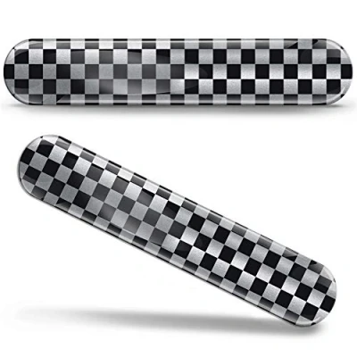 Image of SkinoEu® 2 x 3D Gel Silicone Stickers Decals Checkered Flag Silver Emblem Badge Car Auto Moto Motorcycle Windows Door KS 98