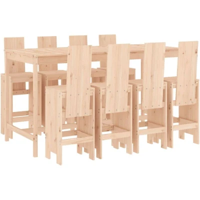 Image of vidaXL 9 Piece Garden Bar Set Solid Wood Pine