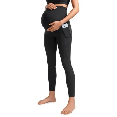 Image of CRZ Yoga Womens Butterluxe 25&#039;&#039; Maternity Leggings with Pockets Over The Belly Soft Workout Pregnancy Pants Black 16