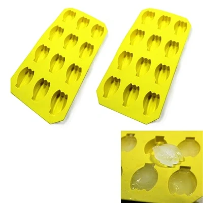 Image of 2pk / 6pk Ice Cube Trays Fruit Shape Mould Silicone for Easy pop Out Cocktails Parties (2X Banana Trays)