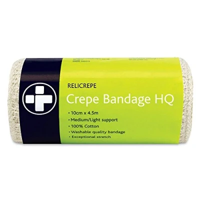 Image of Reliance Medical Relicrepe Crepe Bandage HQ Washable and Stretchable, Suitable for Treating Sprains, Strains Minor Aches, 10 cm x 4 m, Pack of