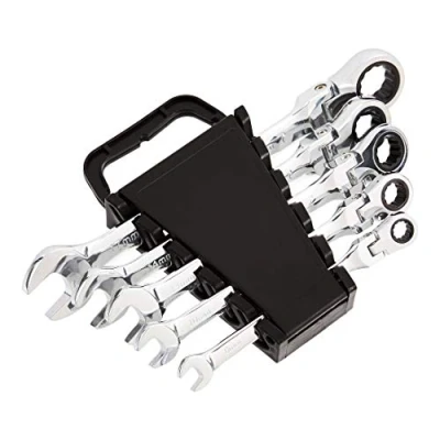 Image of Amazon Basics Flexible Ratcheting Wrench Set Metric, 5 Piece