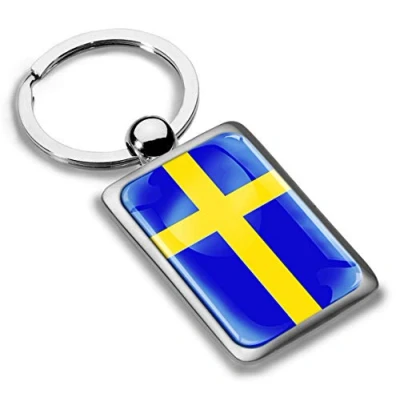 Image of Biomar Labs® 3D Metal Sweden Flag Keyring Key Ring Accessories Men Women Keychain Gift KK 233