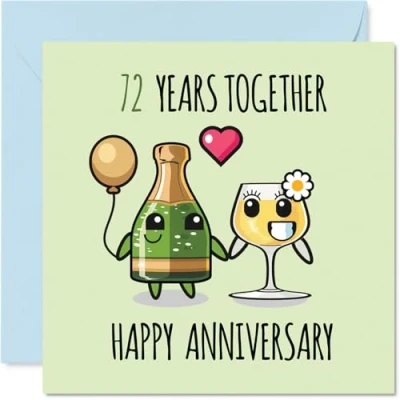 Image of 72nd Anniversary Card for Women Men 72 Years Together Happy Year Companion Partner Husband Wife, 145mm Wedding Anniversaries Greeting Cards