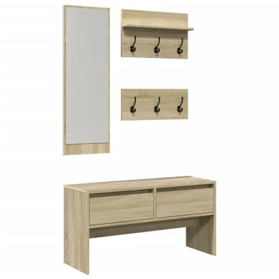 Image of vidaXL 4 Piece Hallway Furniture Set Sonoma Oak Engineered Wood