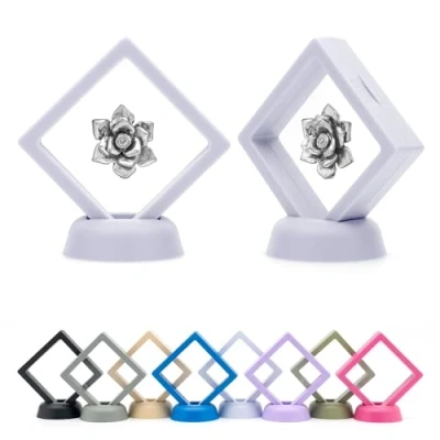 Image of CKB LTD Pack of 5 3D Floating Frames Display Case Holder Storage Box Suspension Stand Holds Jewellery, Gemstones, Collectable Coins and Hobby Craft Items (White) 7cm x 2cm (Small)