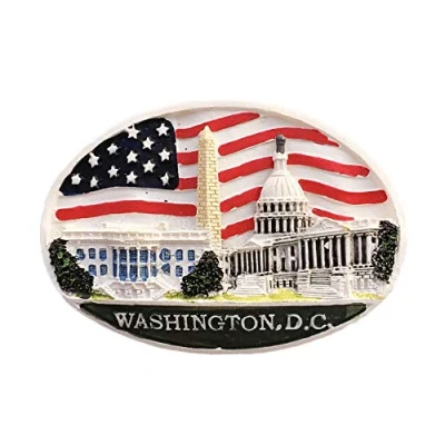Image of Washington,D.C. USA 3D Oval Flag Refrigerator Magnet Souvenirs Handmade Resin Magnetic Stickers Home Kitchen Decoration,Washington Fridge Collection Gift
