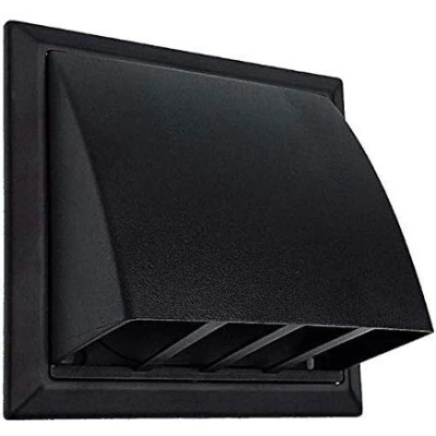 Image of Cowled Grille 100mm / 4&quot; Black External Exterior Ducting Air Vent Round Spigot &amp; Damper