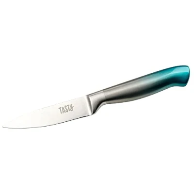 Image of Tasty Paring Knife with Japanese Steel, Sharp Kitchen Knife, 8.5cm Blade, Steel Handle, Stainless Dimensions: 6x28cm, Colour: Blue &amp; Silver
