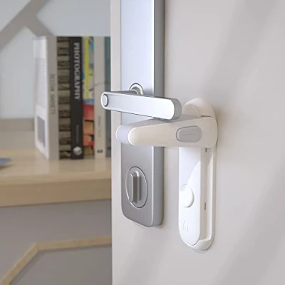 Image of SAFELON 2 Pcs Door Lever Locks for Childproof &amp; Petproof, Handle Toddlers, Baby Safety Toddlers (White)