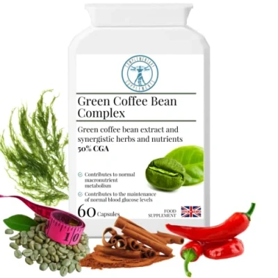 Image of Complementary Supplements Green Coffee Bean Complex Metabolism &amp; Weight Loss Support MAX Strength 8000mg 50% Chlorogenic Acid CGA, Chromium Picolinate 60 Capsules